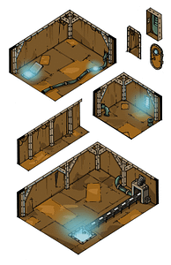Isometric dungeon workshops for game layout