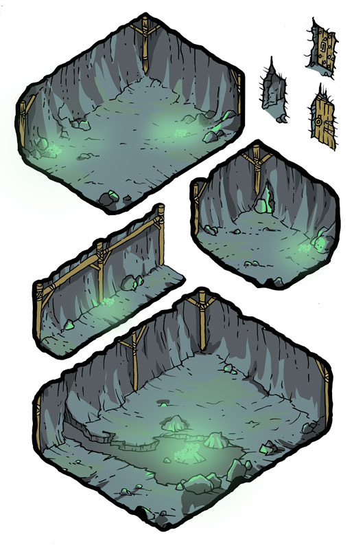 Isometric dungeon caves for game layout