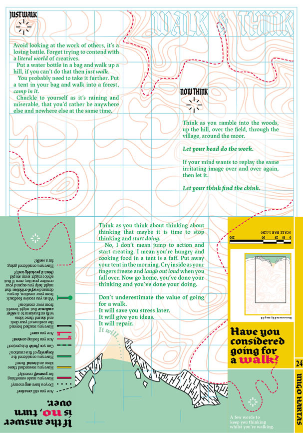 Creative manifesto map which folds up into your pocket and follows the journey of going for a walk